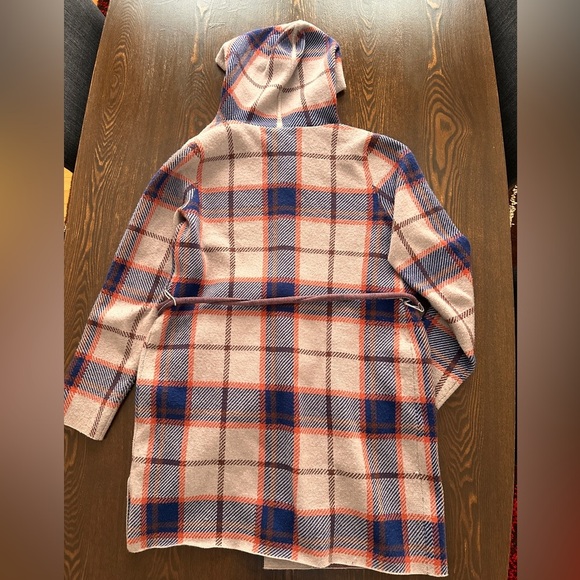 Christian Siriano Plaid Hooded Jacket - Purple, Red, White womens size M - Picture 2 of 6